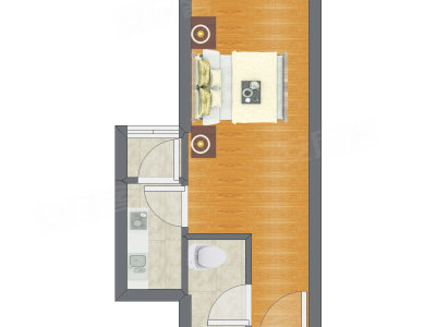 1室0厅 31.16平米户型图