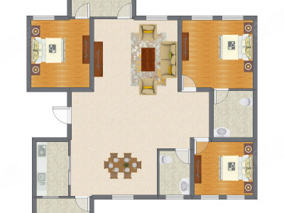 3室2厅 128.20平米