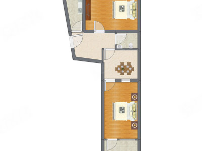 2室1厅 65.57平米