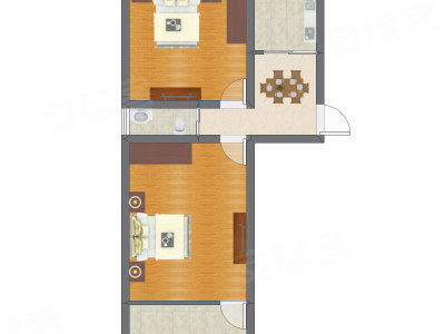 2室1厅 46.70平米