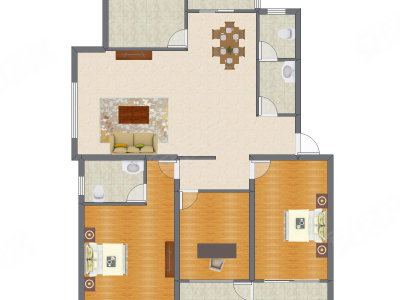 3室2厅 177.00平米户型图