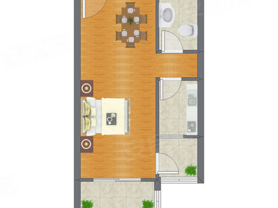 1室0厅 52.11平米户型图