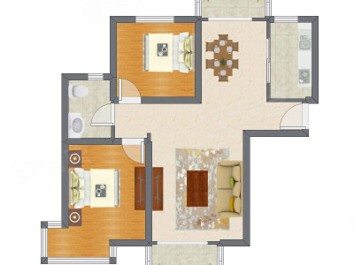 2室2厅 99.33平米