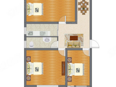 3室2厅 85.00平米户型图