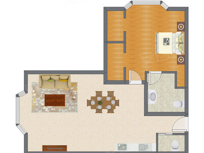 1室1厅 98.00平米户型图