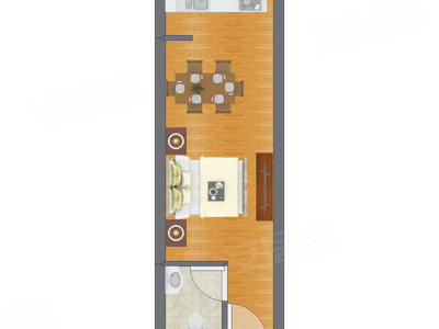 1室0厅 26.23平米户型图