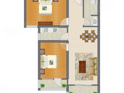 2室2厅 99.88平米户型图