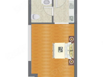 1室0厅 46.71平米户型图