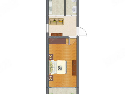 1室1厅 28.31平米户型图