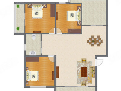 3室2厅 118.39平米