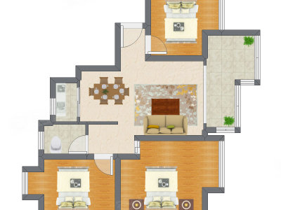 3室2厅 89.64平米