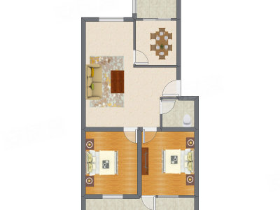 2室2厅 98.47平米户型图