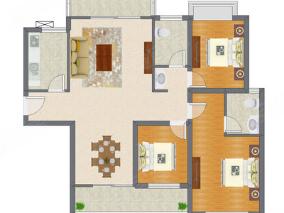 3室2厅 118.75平米户型图