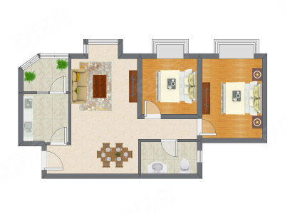 2室2厅 78.52平米户型图