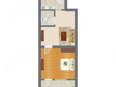1室1厅 40.65平米户型图