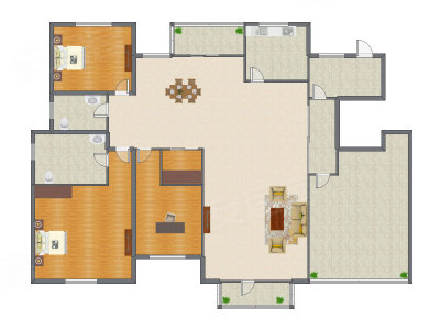 3室2厅 372.00平米户型图
