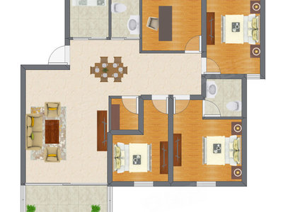 3室1厅 87.88平米