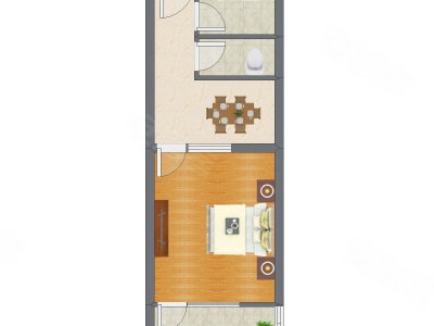 1室1厅 48.92平米户型图