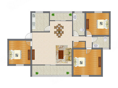 3室2厅 123.36平米