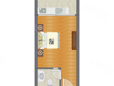 1室0厅 36.96平米户型图
