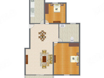 2室2厅 156.46平米户型图
