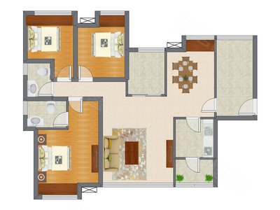 3室2厅 108.00平米