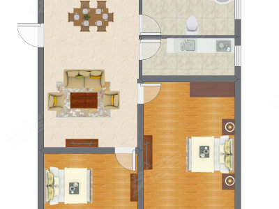 2室1厅 62.22平米