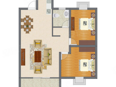 2室2厅 73.90平米户型图
