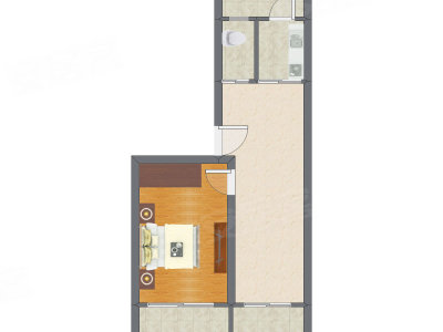 1室1厅 53.02平米户型图