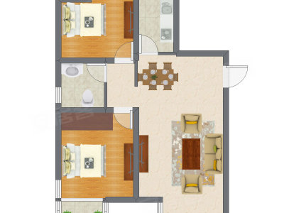 2室2厅 78.24平米户型图