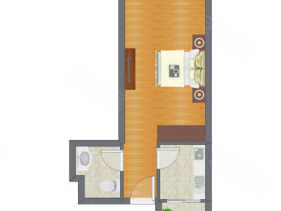 1室0厅 27.57平米户型图