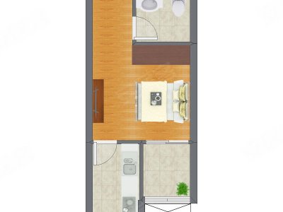 1室0厅 25.32平米户型图