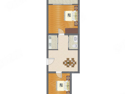 2室1厅 58.00平米户型图