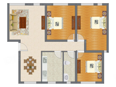 3室2厅 111.44平米