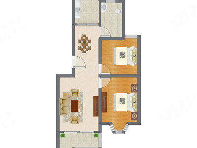 2室2厅 73.01平米
