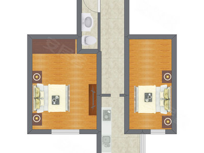 2室0厅 56.57平米户型图