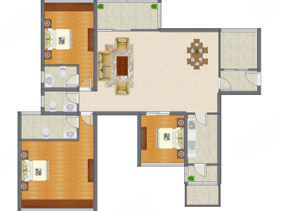 3室2厅 148.48平米户型图