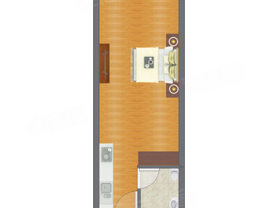 1室1厅 26.65平米户型图