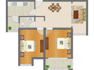 2室2厅 85.44平米