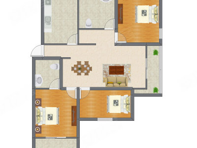 3室2厅 115.74平米