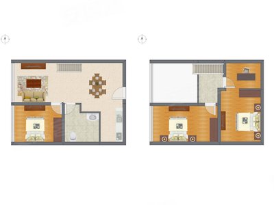 1室2厅 80.40平米户型图
