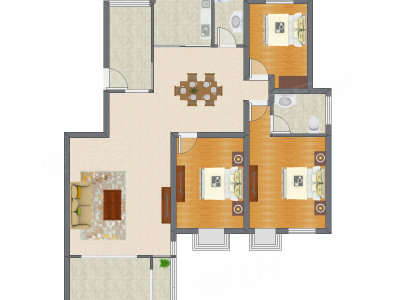 3室2厅 151.55平米户型图