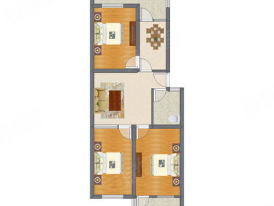 3室2厅 92.87平米户型图