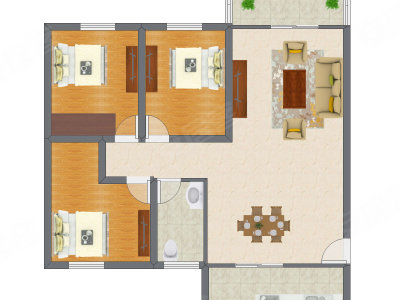 3室2厅 86.80平米