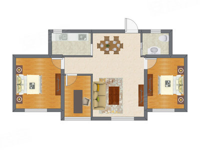 3室2厅 84.28平米户型图