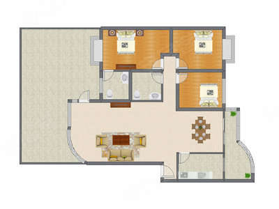 3室2厅 159.20平米户型图