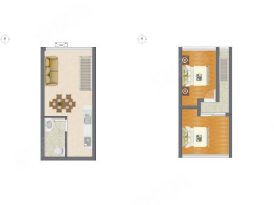 2室2厅 35.00平米户型图