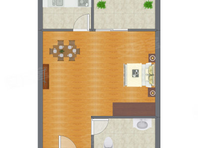 1室0厅 45.00平米户型图