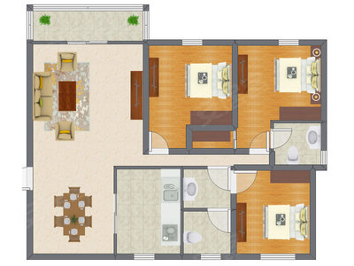 3室2厅 94.70平米