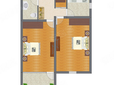 2室1厅 62.00平米户型图